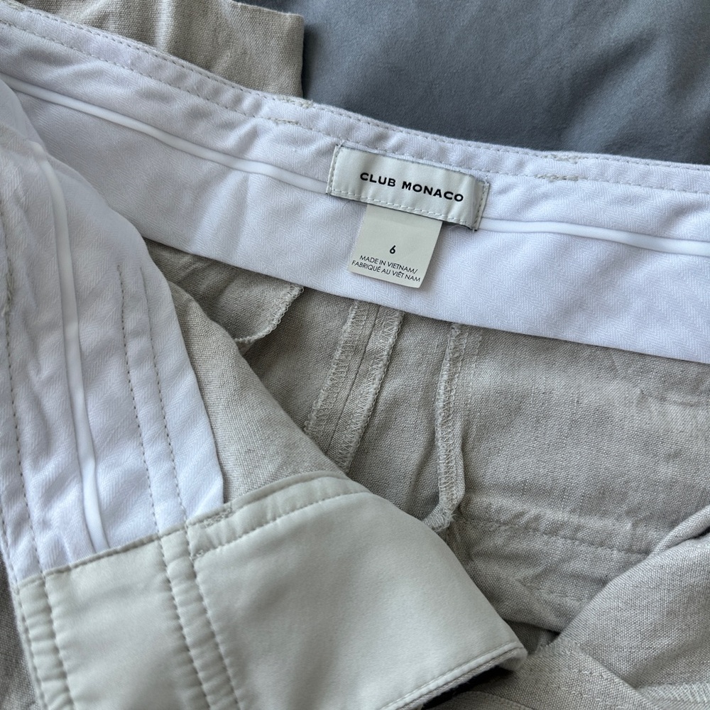 Club Monaco Light Beige and White Trousers
